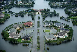 Flood waters overtake the Lakes on Eldridge North neighborhood near the Addicks Reservoir in Houston, TX, on Aug. 30, 2017, in the aftermath of Hurricane Harvey. Flood waters overtake the Lakes on Eldridge North neighborhood near the Addicks Reservoir in Houston, TX, on Aug. 30, 2017, in the aftermath of Hurricane Harvey.