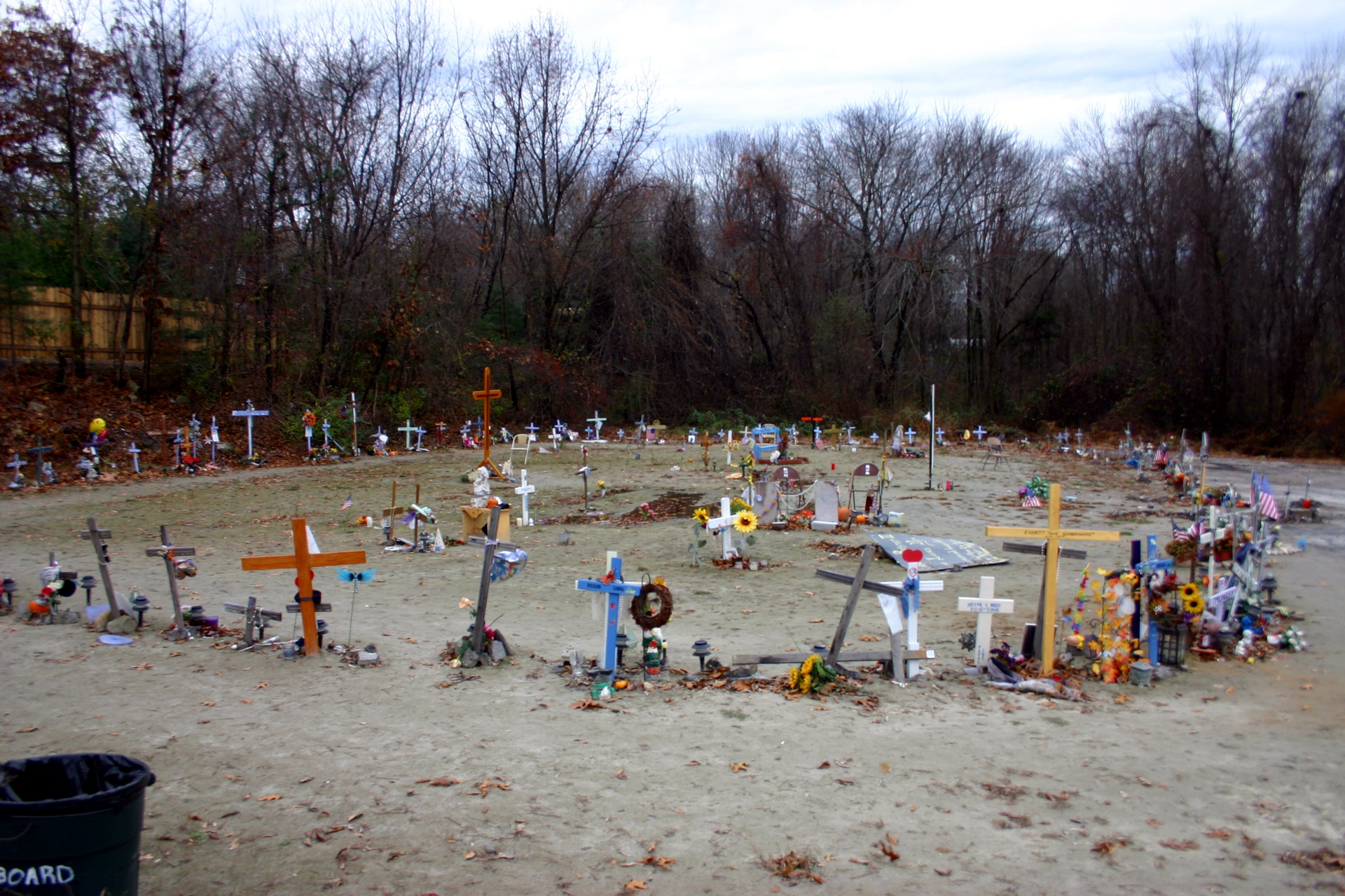 A memorial at The Station fire site in West Warwick in late 2003.