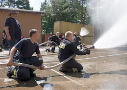 Polish fire instructors 'gas cool' as they advance. Polish fire instructors 'gas cool' as they advance.