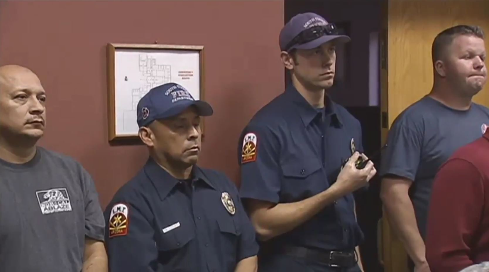 South Tucson firefighters attend a meeting at city hall on Monday, Feb. 12, 2018.