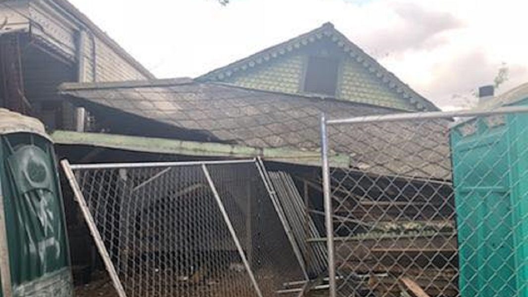 The scene of a structural collapse in New Orleans on Monday, March 26, 2018, that injured three workers and a neighboring resident.