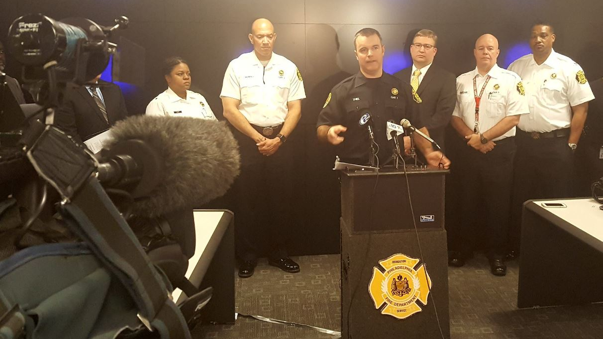 Philadelphia Fire Commissioner Adam Thiel speaks at a news conference on Tuesday, March 27, 2018.