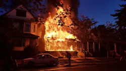 Firefighters on scene at a fully involved residential blaze in Buffalo, NY, on Sept. 22, 2017. Firefighters on scene at a fully involved residential blaze in Buffalo, NY, on Sept. 22, 2017.