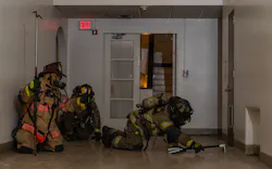 Figure 1: The Oriented Search allows the firefighters to focus more intently on the speed and search of the actual floor space and furnishings rather than the walls themselves. Figure 1: The Oriented Search allows the firefighters to focus more intently on the speed and search of the actual floor space and furnishings rather than the walls themselves.