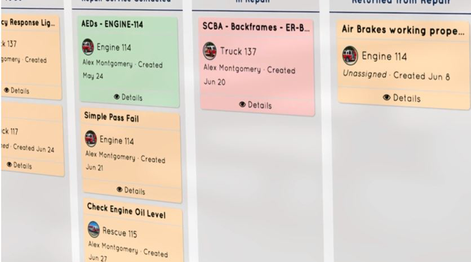 When an fire apparatus fails a check or requires other routine maintenance, the TargetSolutions Check It application allows personnel to open service tickets and track associated costs.