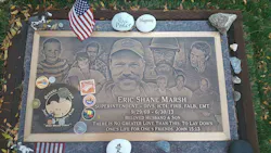 Eric Marsh’s headstone at Pioneers Home Cemetery in Prescott, where many of the crew are buried. Friends and family often leave trinkets at his grave. Eric Marsh’s headstone at Pioneers Home Cemetery in Prescott, where many of the crew are buried. Friends and family often leave trinkets at his grave.