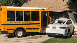 The aftermath of a school bus crash in Amityville, NY, on Tuesday, June 12, 2018, that left five children with minor injuries. The aftermath of a school bus crash in Amityville, NY, on Tuesday, June 12, 2018, that left five children with minor injuries.
