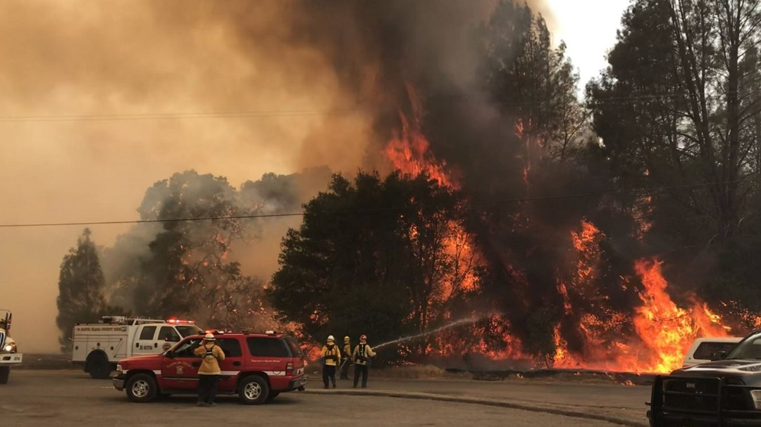 Cal Fire crews battle the Pawnee fire near Spring Valley, CA, on Sunday, June 24, 2018.