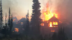 The Sperry Chalet Complex dormitory burns during the Sprague Fire in Montana's Glacier National Park on Aug. 31, 2017. The Sperry Chalet Complex dormitory burns during the Sprague Fire in Montana's Glacier National Park on Aug. 31, 2017.