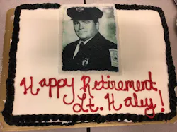 A cake presented to retiring Hingham fire Lt. John Haley on June 29, 2018. A cake presented to retiring Hingham fire Lt. John Haley on June 29, 2018.