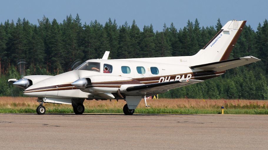 A Beechcraft B-60 Duke similar to one that crashed on Eglin Air Force Base near Valparaiso, FL, on Thursday, Aug. 30, 2018, killing four family members on board.