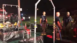 Toledo firefighters on-scene after constructing a decontamination area following a drug bust that led to at least 16 people, including seven police officers, being exposed to a dangerous drug on Tuesday, July 31, 2018. Toledo firefighters on-scene after constructing a decontamination area following a drug bust that led to at least 16 people, including seven police officers, being exposed to a dangerous drug on Tuesday, July 31, 2018.