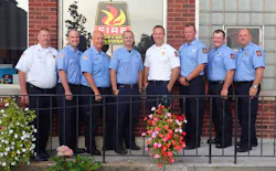 Members of Belvidere, IL, Fire Department Engine 102 and Ladder 150, from left: Captain Mark Zumbragel, Firefighter Jim Kriebs, Firefighter Jeff Vaughan, Firefighter Nic Thornton, Lt. Shawn Schadle, Firefighter Aaron Pihl, Firefighter Jason Swanson and Firefighter Mark Beck. Members of Belvidere, IL, Fire Department Engine 102 and Ladder 150, from left: Captain Mark Zumbragel, Firefighter Jim Kriebs, Firefighter Jeff Vaughan, Firefighter Nic Thornton, Lt. Shawn Schadle, Firefighter Aaron Pihl, Firefighter Jason Swanson and Firefighter Mark Beck.