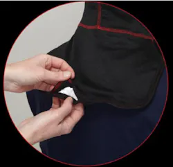 The Gore® Particulate Hood inspection opening allows you to invert the hood and inspect the protective barrier. The red stitching helps you know that you are wearing the right side out. The Gore® Particulate Hood inspection opening allows you to invert the hood and inspect the protective barrier. The red stitching helps you know that you are wearing the right side out.