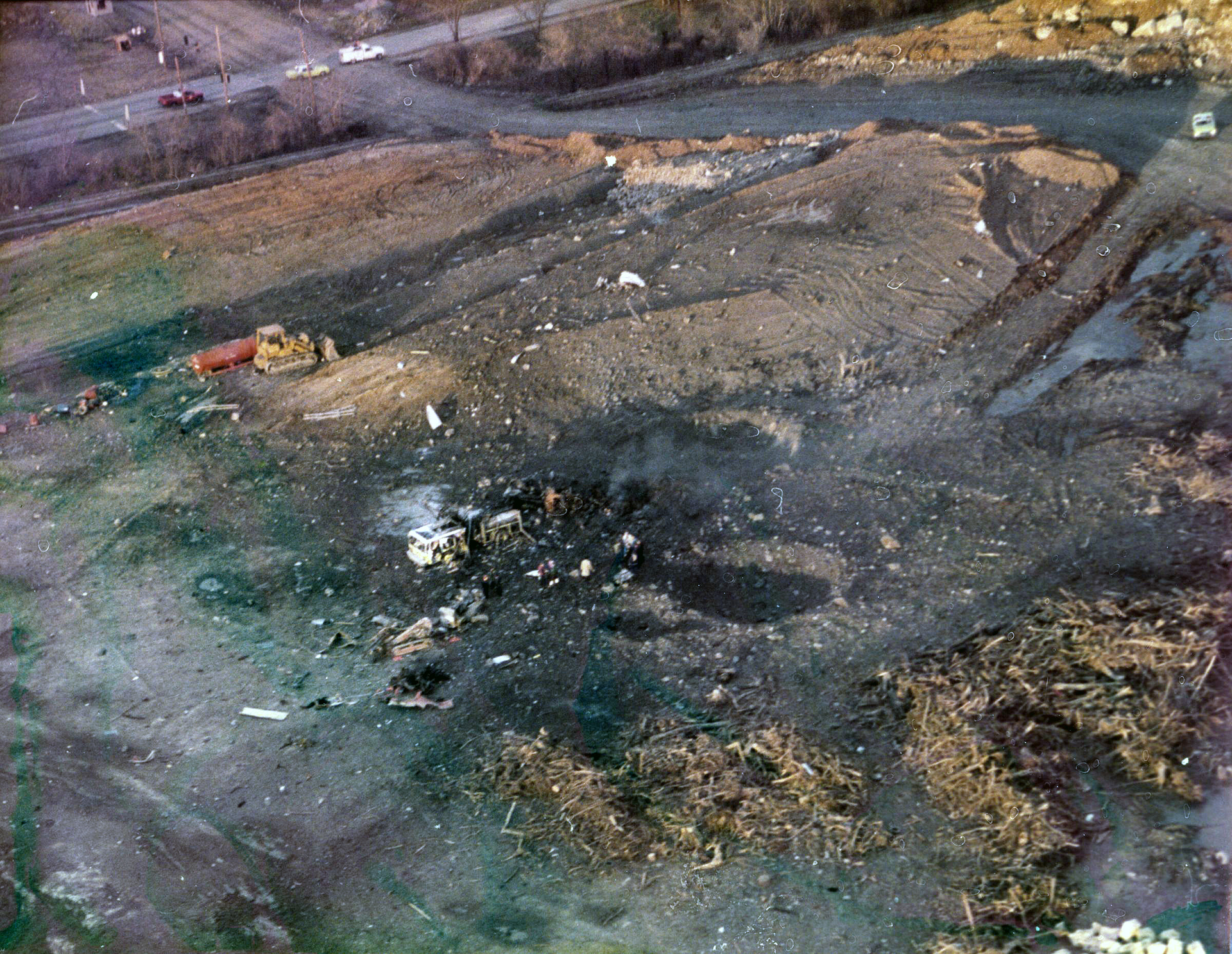 The explosions left large craters where the trailer/magazines had been located.