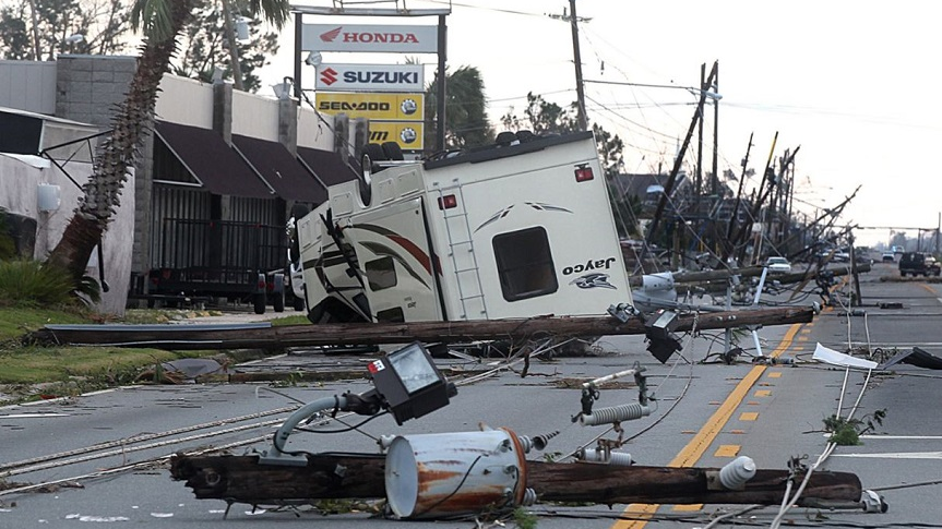 Destruction along US 231 in Panama City, FL, on Thursday, Oct. 11, 2018, after Hurricane Michael landed in the Panhandle.
