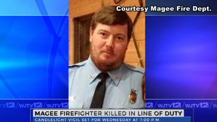 Magee, MS, firefighter Dustin Grubbs was killed in a wreck on his way to a stricture fire on Saturday, Nov. 3, 2018.