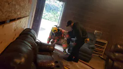 The Mouse Trap drill involves firefighters in PPE with SCBA and blocked-out facepieces, with a charged hoseline stretched in a realistic manner into a building, and the firefighters are then given a reason why they must exit the structure. The Mouse Trap drill involves firefighters in PPE with SCBA and blocked-out facepieces, with a charged hoseline stretched in a realistic manner into a building, and the firefighters are then given a reason why they must exit the structure.