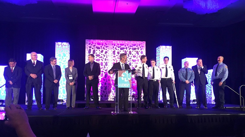 During the National Association of EMS Physicians' annual meeting, Tom Ridge, former Homeland Security secretary and Pennsylvania governor, thanked the Austin firefighters and medics who saved his life when he suffered a heart attack in 2017.