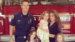 Costa Mesa, CA, fire Capt. Mike Kreza (left) with his wife and three young daughters. Costa Mesa, CA, fire Capt. Mike Kreza (left) with his wife and three young daughters.