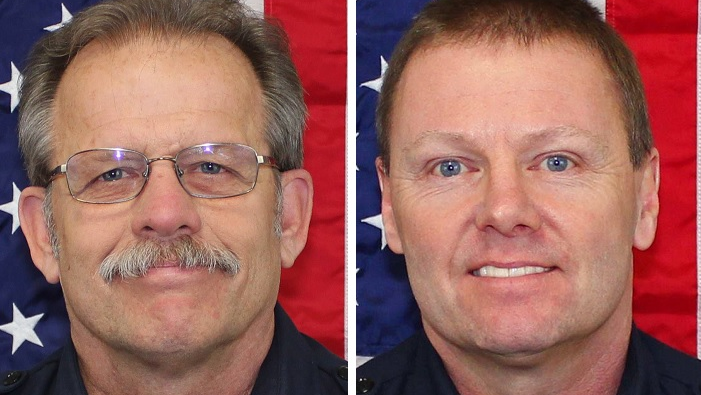 Former Spokane Valley, WA, Fire Capts. Tim Cruger (left) and David Phay.