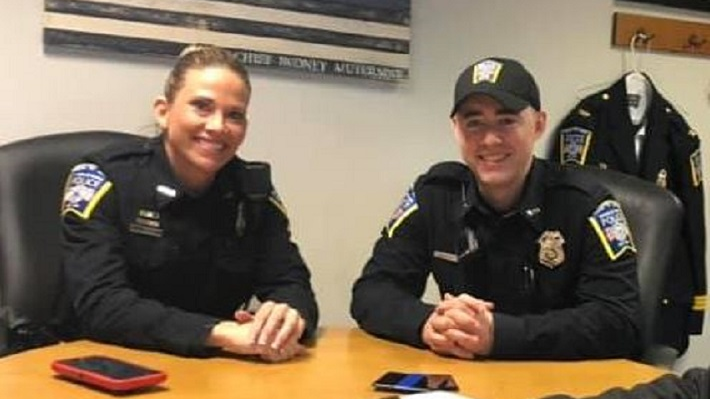 Middletown police officers Sheoki Reece, left, and Austin Mooney.