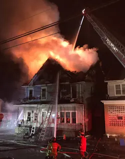 A firefighter suffered second-degree burns to his ears fighting a two-alarm home fire over the weekend in West Hazleton. A firefighter suffered second-degree burns to his ears fighting a two-alarm home fire over the weekend in West Hazleton.