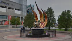The Cleveland Fire Fighters Memorial. The Cleveland Fire Fighters Memorial.