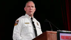 CAL FIRE Director Thom Porter addresses Firehouse World attendees during his keynote address on Tuesday, March 26, 2019, at the Los Angeles Convention Center. CAL FIRE Director Thom Porter addresses Firehouse World attendees during his keynote address on Tuesday, March 26, 2019, at the Los Angeles Convention Center.