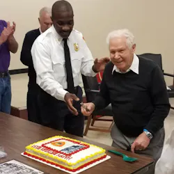 The Lynn, MA, Fire Department celebrated the 100th birthday of Rocco 'Rocky' Brienzo, the department's oldest living retired firefighter, on Friday. The Lynn, MA, Fire Department celebrated the 100th birthday of Rocco 'Rocky' Brienzo, the department's oldest living retired firefighter, on Friday.