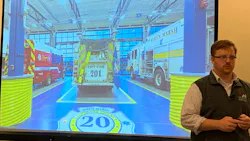 Robert Manns of Manns Woodward Studios talks about the elements of apparatus bays in modern fire stations at the 2019 Station Design Conference in Rosemont, IL. Robert Manns of Manns Woodward Studios talks about the elements of apparatus bays in modern fire stations at the 2019 Station Design Conference in Rosemont, IL.
