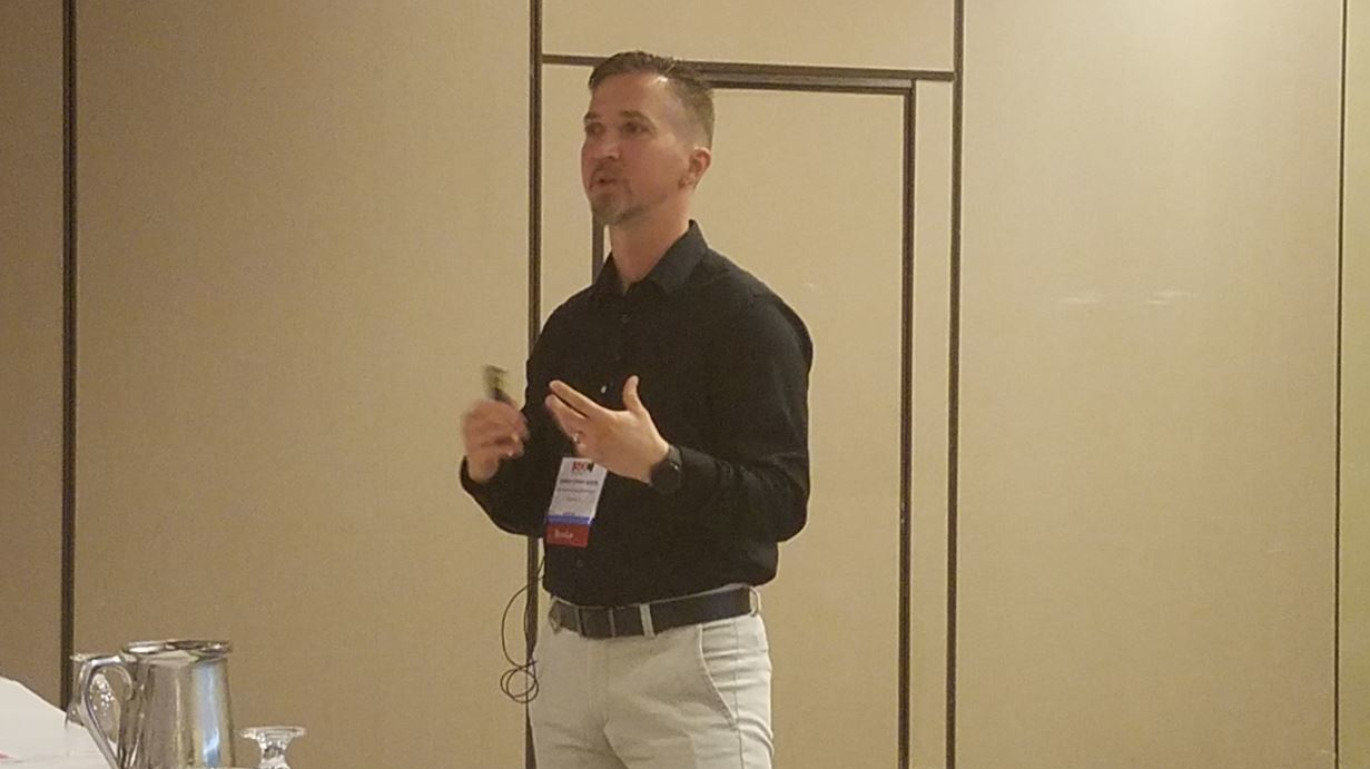 Christopher Kehde with LeMay Erickson Wilcox Architects speaks at the Station Design Conference on Tuesday, May 14, 2019.