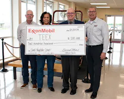 Pictured are (L to R): Chief Robert Moore, TEEX-ESTI Director; Johnita Jones ‘83, Vice President – Southern Operations Manager, ExxonMobil Pipeline Company; Charles Todd, TEEX Chief Financial Officer; David Coatney, TEEX Agency Director. Pictured are (L to R): Chief Robert Moore, TEEX-ESTI Director; Johnita Jones ‘83, Vice President – Southern Operations Manager, ExxonMobil Pipeline Company; Charles Todd, TEEX Chief Financial Officer; David Coatney, TEEX Agency Director.