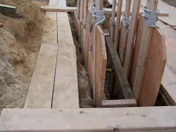 6. Shoring materials for trench collapses include shoring panels, hydraulic or pneumatic struts, dimensional timber, and carpentry tools and saws. 6. Shoring materials for trench collapses include shoring panels, hydraulic or pneumatic struts, dimensional timber, and carpentry tools and saws.