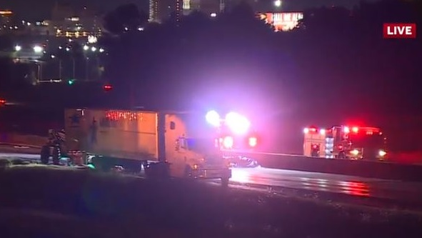 Firefighters responded to a hazardous materials spill late Thursday after an 18-wheeler carrying lye overturned on Interstate 65 in Birmingham, AL.