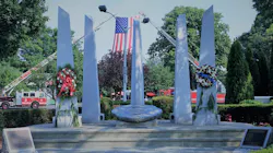 A memorial in Hackensack, NJ, dedicated to the five firefighters who died battling a fire in the city in July 1, 1988. A memorial in Hackensack, NJ, dedicated to the five firefighters who died battling a fire in the city in July 1, 1988.