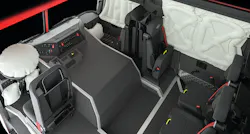 Flat surfaces, devoid of nooks and crannies, makes debris removal inside cabs easier for firefighters. Flat surfaces, devoid of nooks and crannies, makes debris removal inside cabs easier for firefighters.