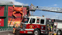 Firefighters battled a three-alarm blaze at Catonsville, MD, restaurant in Baltimore County on Friday. Firefighters battled a three-alarm blaze at Catonsville, MD, restaurant in Baltimore County on Friday.