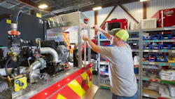 Accessiblity is important to ensure proper maintenance of components, like the pump module, on this apparatus under construction at the Midwest Fire plant. Accessiblity is important to ensure proper maintenance of components, like the pump module, on this apparatus under construction at the Midwest Fire plant.