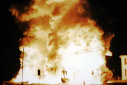 Firefighters were told by dispatch not to put water on the fire and the phosphorus was allowed to burn, engulfing the truck. (Courtesy Gettysburg Fire Department). Firefighters were told by dispatch not to put water on the fire and the phosphorus was allowed to burn, engulfing the truck. (Courtesy Gettysburg Fire Department).