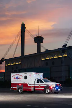 SAFD's newest medical unit in the fleet staged in front of the Alamodome and the Tower of the Americas. SAFD's newest medical unit in the fleet staged in front of the Alamodome and the Tower of the Americas.