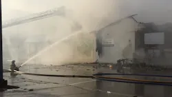 Two Alpena, MI, firefighters were injured while battling a blaze at a Habitat for Humanity ReStore building Sunday. Two Alpena, MI, firefighters were injured while battling a blaze at a Habitat for Humanity ReStore building Sunday.