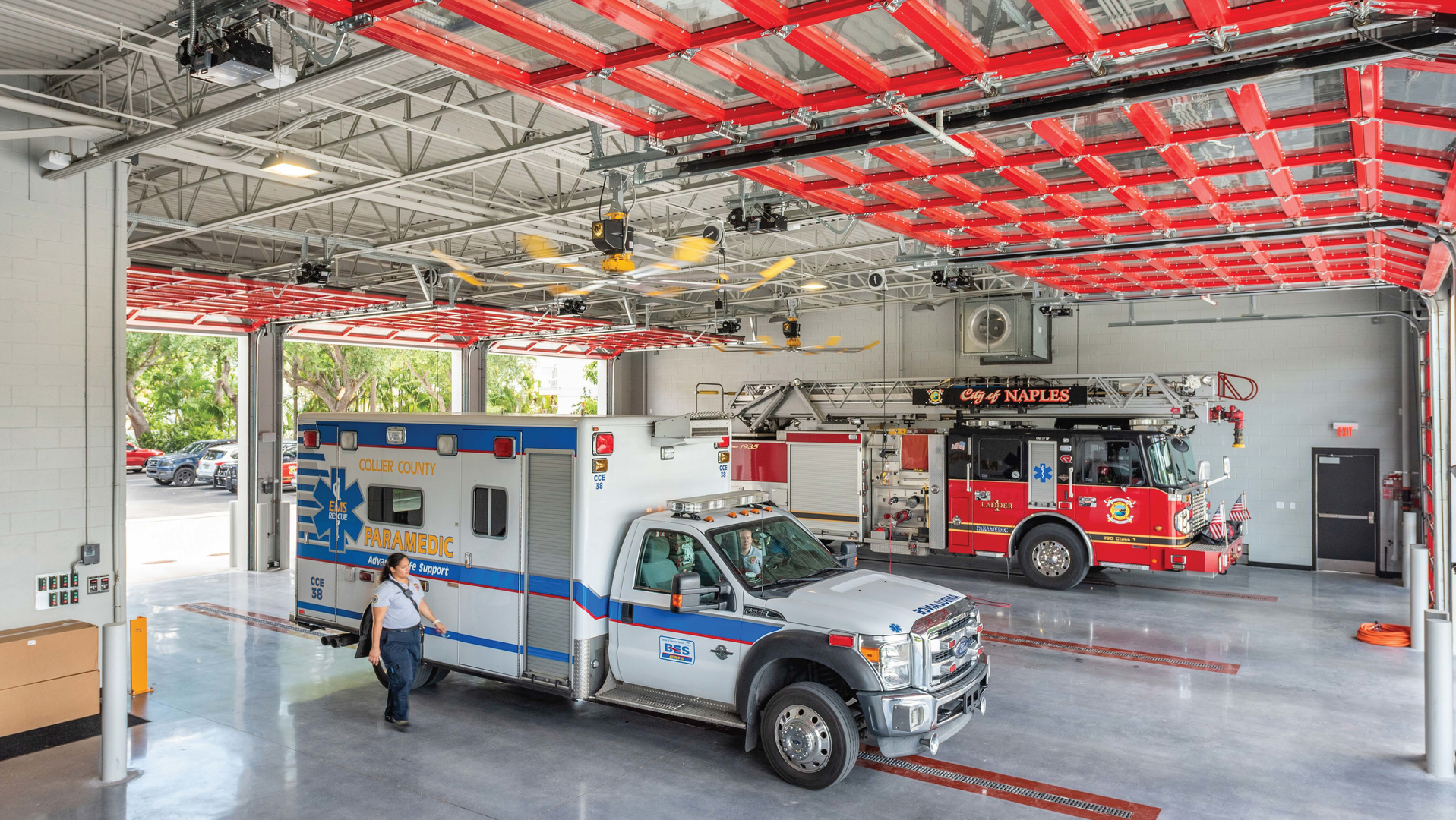 Naples, FL, Fire Station 1 with fans and direct capture.