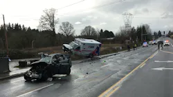 A Vancouver, WA, man was killed after he collided with an AMR ambulance in Clark County on Tuesday, injuring two paramedics. A Vancouver, WA, man was killed after he collided with an AMR ambulance in Clark County on Tuesday, injuring two paramedics.