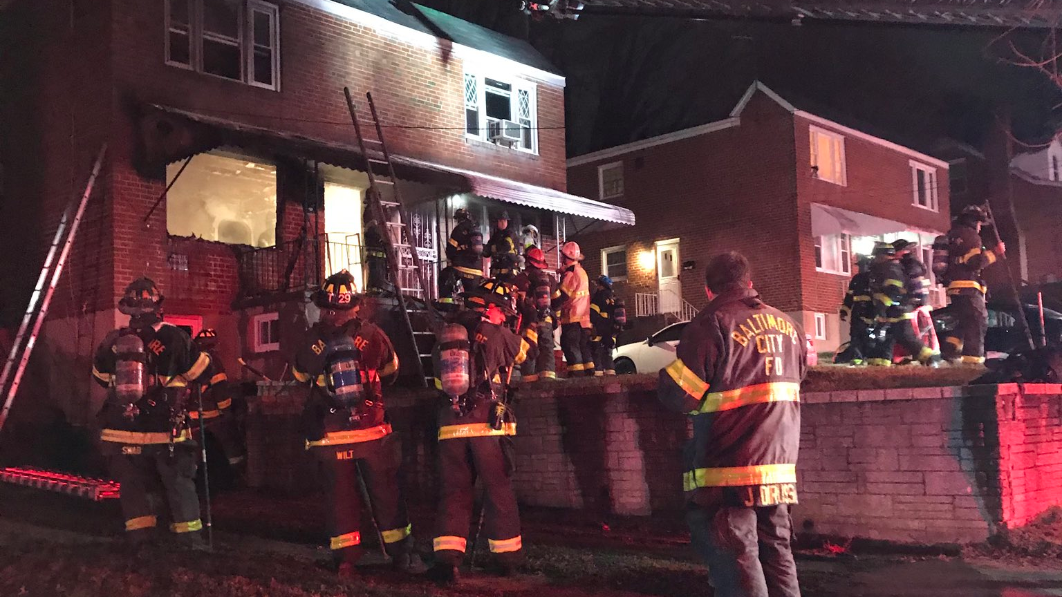 Baltimore firefighters were initially sent to the wrong address for a house fire that injured nine people early Sunday.