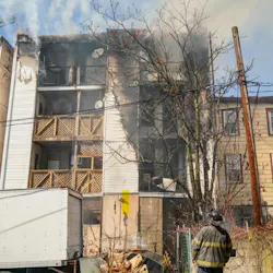 A Newark, NJ, fire captain and two firefighters were injured battling a blaze that broke out at a four-story building Tuesday. A Newark, NJ, fire captain and two firefighters were injured battling a blaze that broke out at a four-story building Tuesday.