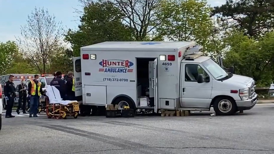 A Hunter EMS ambulance carrying a patient was involved in an accident Monday with a car on an expressway exit ramp in Plainview, NY, on Long Island