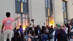 Firefighters responded to a blaze started by protesters at Nashville's Metro Courthouse on Saturday. Firefighters responded to a blaze started by protesters at Nashville's Metro Courthouse on Saturday.