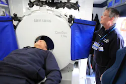 The onboard CT scanner of the Columbus, OH, Division of Fire’s Mobile Stroke Treatment Unit (MSTU) can permit the identification of a blood clot and the administering of clot-busting medication in as much as a half-hour more quickly than if a patient must be transported to a hospital for a CT scan. The onboard CT scanner of the Columbus, OH, Division of Fire’s Mobile Stroke Treatment Unit (MSTU) can permit the identification of a blood clot and the administering of clot-busting medication in as much as a half-hour more quickly than if a patient must be transported to a hospital for a CT scan.