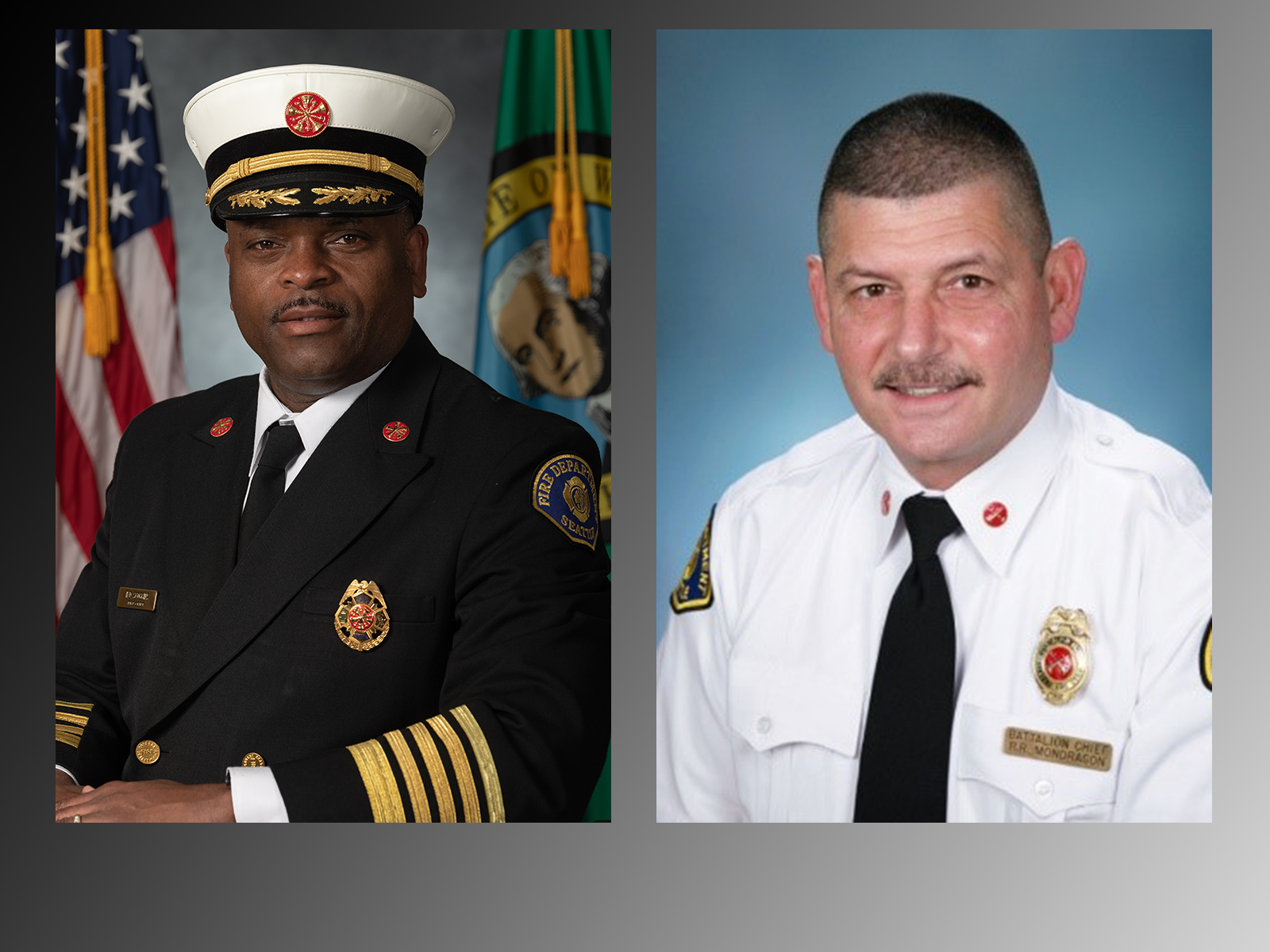 Seattle Fire Chief Harold D. Scoggins (left) and Deputy Chief, Operations, Ronald R. Mondragon.